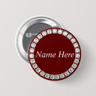 Macaron Rond 5 Cm Maroon de strass personnalisable