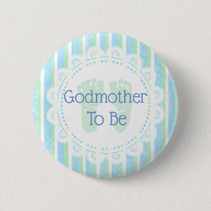 Macaron Rond 5 Cm Marraine à être bouton de baby shower de vert bleu