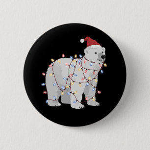 Macaron Rond 5 Cm Marrant ours polaire Noël animal lumières amateur