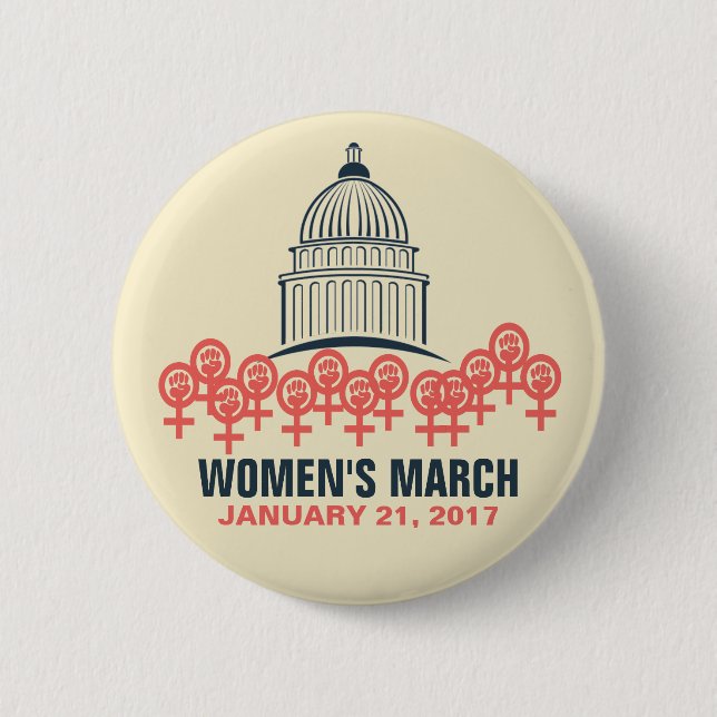 Macaron Rond 5 Cm Mars des femmes sur la solidarité de Washington (Devant)