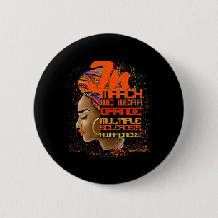 Macaron Rond 5 Cm Mars Nous Portons Orange Sclérose Multiple Afro Bl