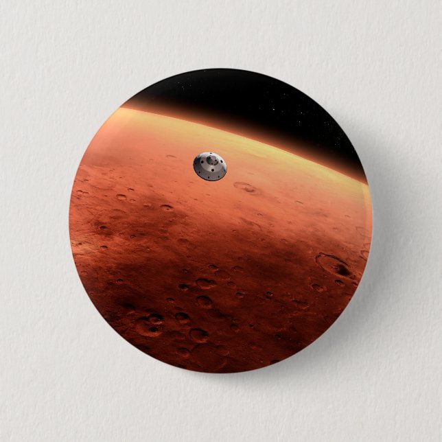 Macaron Rond 5 Cm Mars Science Laboratory approchant Mars. (Devant)