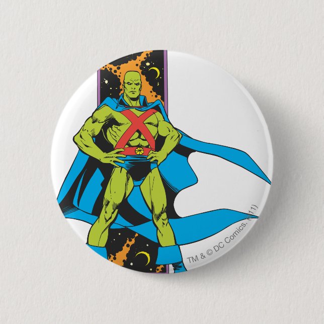 Macaron Rond 5 Cm Martian Manhunter et l'espace (Devant)