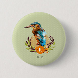Macaron Rond 5 Cm Martin-pêcheur personnalisé et conception floral