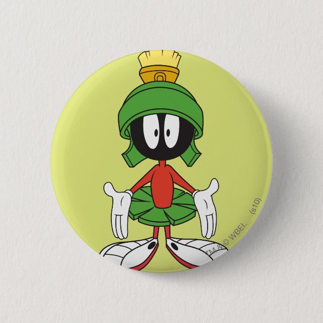 Macaron Rond 5 Cm MARVIN LE MARTIAN™ Confus (Devant)