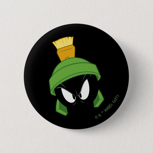 Macaron Rond 5 Cm MARVIN MARTIAN™ Face en colère (Devant)