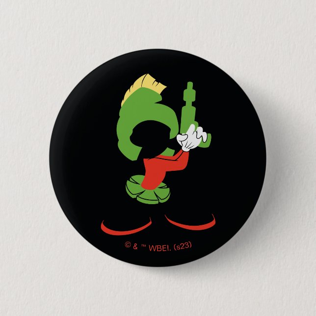 Macaron Rond 5 Cm MARVIN MARTIAN™ Silhouette avec Raygun (Devant)