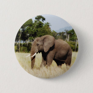 Macaron Rond 5 Cm Masai bouton d'insigne de Mara, Kenya d'éléphant