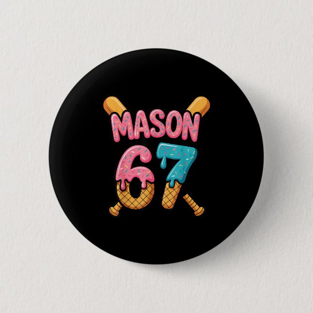 Macaron Rond 5 Cm Mason 67 Ice Cream Drip Baseball  (Devant)