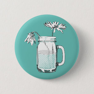 Macaron Rond 5 Cm mason jar daisies