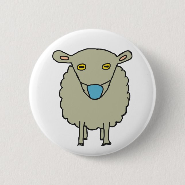 Macaron Rond 5 Cm Masque anti-Masque - Mouton portant (Devant)