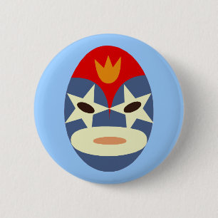 Macaron Rond 5 Cm Masque bleu Lucha Libre