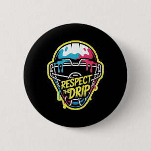 Macaron Rond 5 Cm Masque de gardien de hockey Respect The Drip Hocke