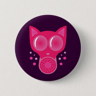 Macaron Rond 5 Cm Masque gaz de chat rose