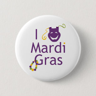 Macaron Rond 5 Cm Masque I Love Mardi Gras