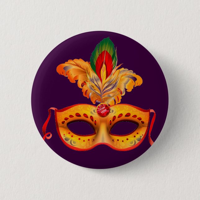 Macaron Rond 5 Cm Masque royal violet mascarade mardi gras (Devant)