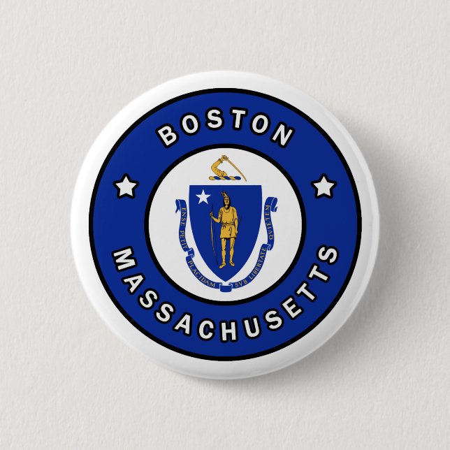 Macaron Rond 5 Cm Massachusetts de Boston (Devant)