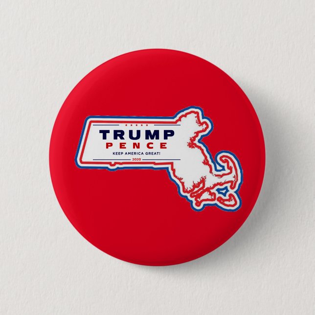 Macaron Rond 5 Cm Massachusetts pour Trump Pence 2020 (Devant)