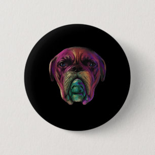 Macaron Rond 5 Cm Mastiff Chien coloré Aquarelle Style tatouage