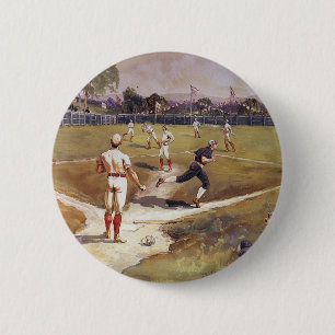 Macaron Rond 5 Cm Match de baseball de sport vintage par Henry Sandh