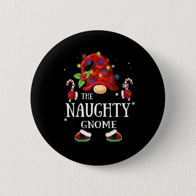Macaron Rond 5 Cm Matching Family The Naughty Gnome Christmas Group  (Devant)