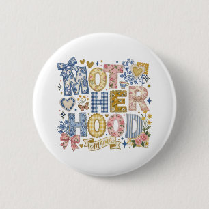 Macaron Rond 5 Cm Maternité Coquette Nœuds Floraux Maman Maman