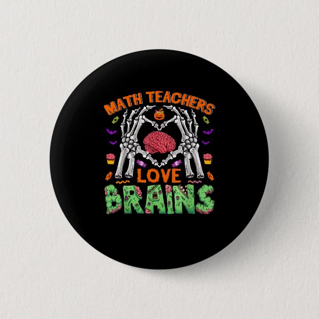 Macaron Rond 5 Cm Math Cerveau Coeur Squelette Main Zombie Halloween (Devant)
