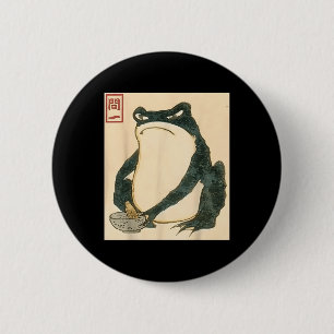 Macaron Rond 5 Cm Matsumoto Hoji Grenouille japonaise Ukiyo-e Mème d