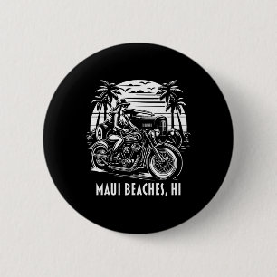 Macaron Rond 5 Cm Maui Beaches Hawaii Motorcycle Hotrod Vintage Desi