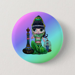 Macaron Rond 5 Cm Mauvais bouton d'arc-en-ciel de génie