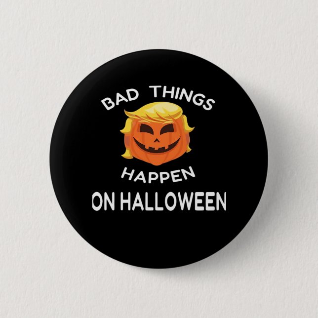Macaron Rond 5 Cm Mauvais Halloween Drôle Trumpkin Pour Votre Frien (Devant)