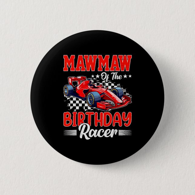 Macaron Rond 5 Cm Mawmaw Of The Birthday Racer Race Car Party Family (Devant)