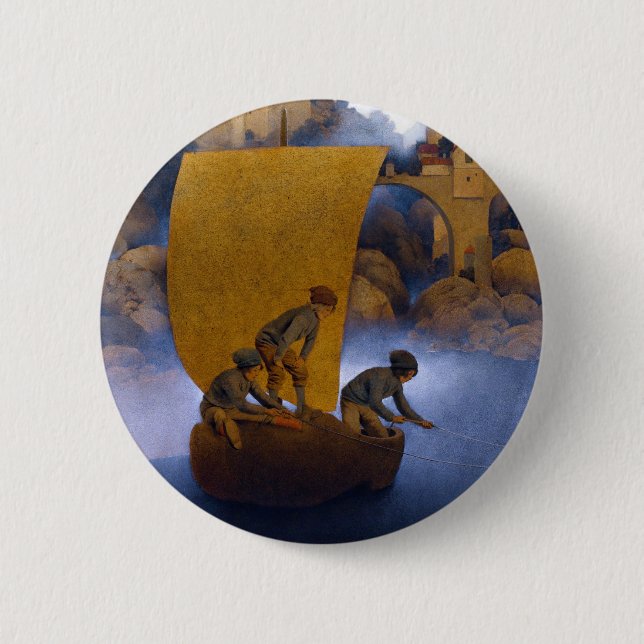 Macaron Rond 5 Cm Maxfield Parrish Wynken Blynken et Nod (Devant)