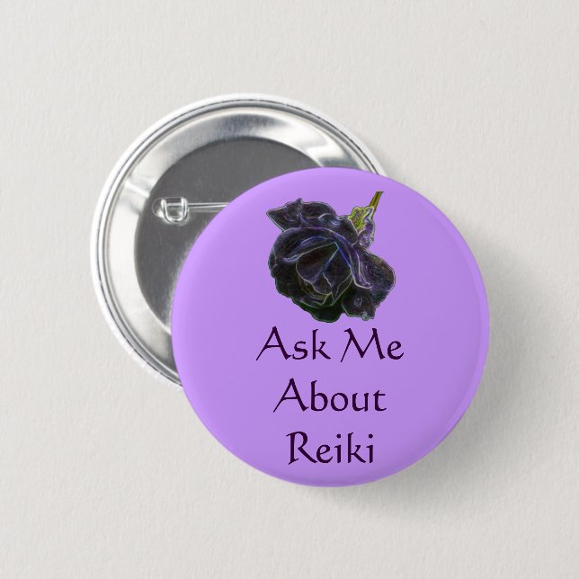 Macaron Rond 5 Cm Me Demander À Propos Du Rose Reiki (Devant & derrière)