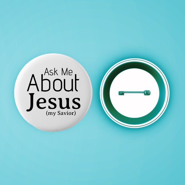 Macaron Rond 5 Cm Me questionner sur Jésus Christian (Ministry Buttons: Ask Me About Jesus (my Savior))