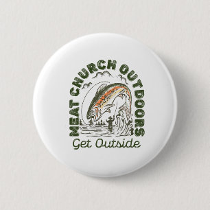 Macaron Rond 5 Cm Meat Church Dehors Sortez Pêche Homme