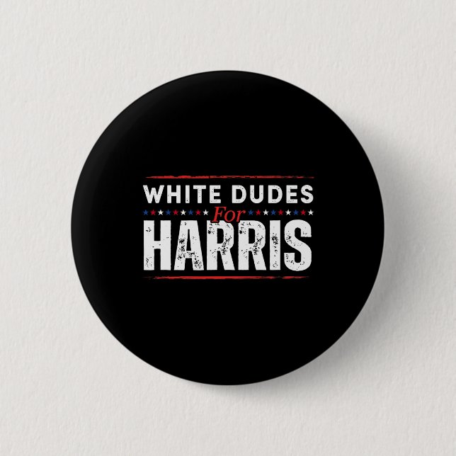 Macaron Rond 5 Cm Mecs Blancs Pour Kamala Harris Mens (Devant)