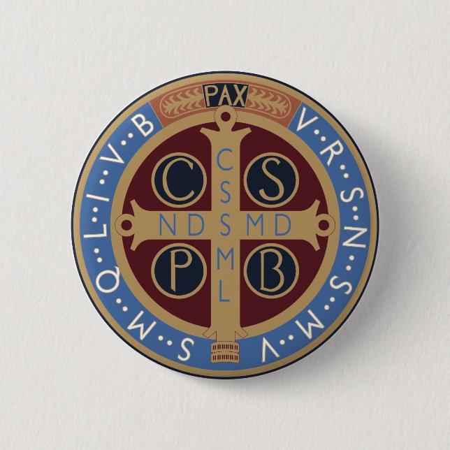 Macaron Rond 5 Cm Médaille de saint Benoît (Devant)