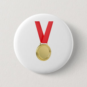Macaron Rond 5 Cm Médaille d'or avec ruban rouge