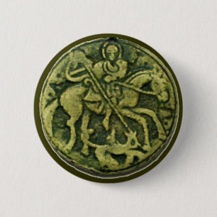 MACARON ROND 5 CM MÉDAILLON DE ST GEORGE ET DE DRAGON