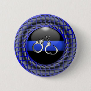 Macaron Rond 5 Cm Médaillon mince de Blue Line avec des menottes