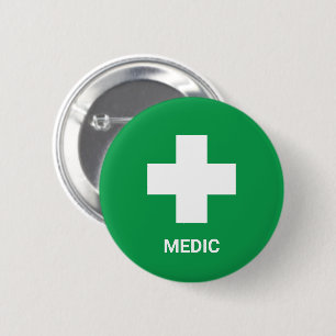 Macaron Rond 5 Cm MÉDECIN & Premiers Secours, Croix, Ambulance, Doct