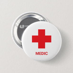Macaron Rond 5 Cm MÉDECIN & Premiers Soins, Croix, Ambulance, Docteu