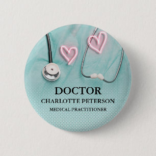 Macaron Rond 5 Cm Medical Uniform Stethoscope Doctor Name Tag