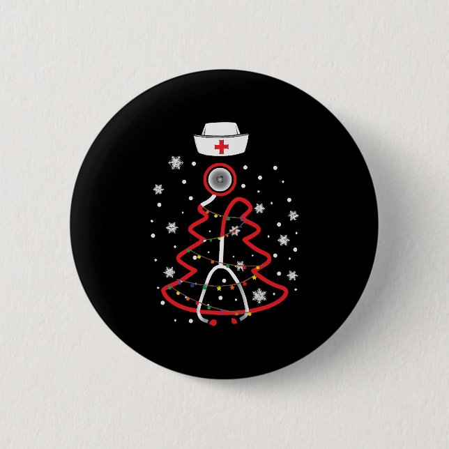 Macaron Rond 5 Cm Médicale RN NUrse, Joyeux Noël (Devant)