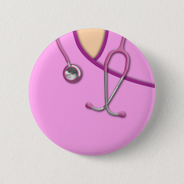 Macaron Rond 5 Cm Médicale rose frotte (Devant)