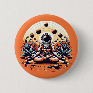 Macaron Rond 5 Cm Méditation d'astronautes - Zen cosmique et Paix in