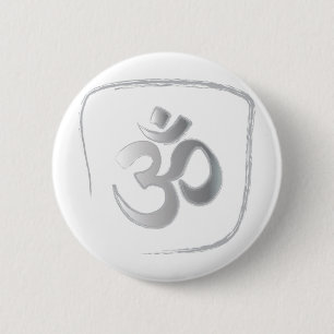 Macaron Rond 5 Cm Méditation du mantra Om ou Aum