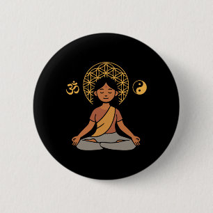 Macaron Rond 5 Cm Méditation Yoga Symbole Om Géométrie Sacrée Yin Ya