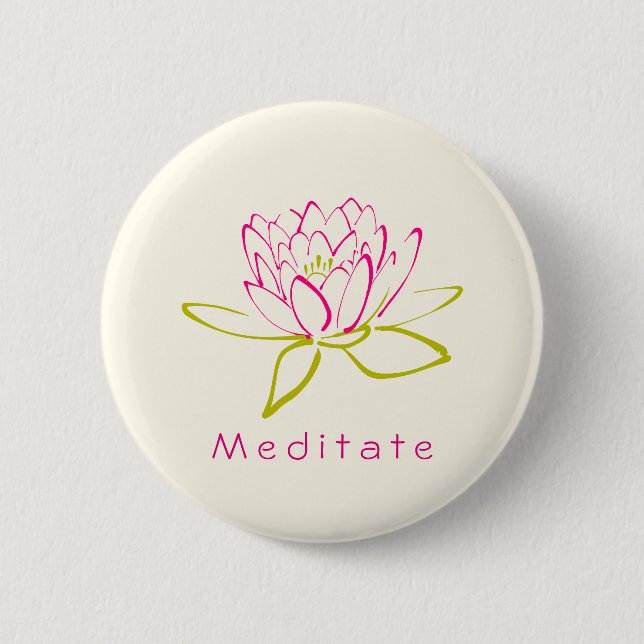 Macaron Rond 5 Cm Méditer. Illustration de lotus Flower / Water Lily (Devant)